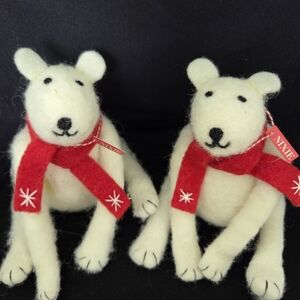 White Polar Bear Holiday Decor with Red Scarf